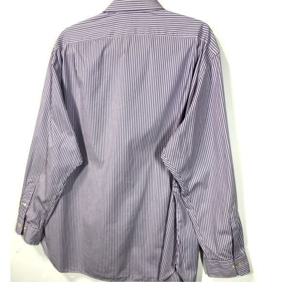 Ralph Lauren Button Up Collared Shirt Purple Stripe Casual Preppy Men L18(34/35) - Picture 4 of 9